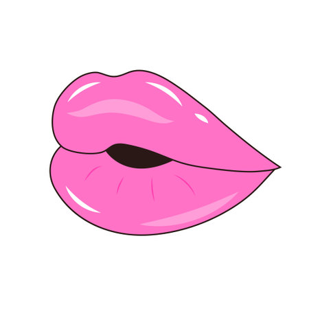 Sexy wet lips in pop art style. Womans half-open mouth.のイラスト素材