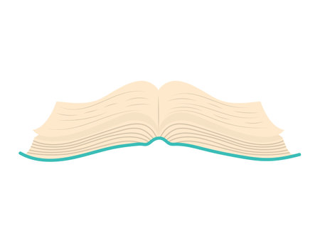 Opened book isolated on white background. School office supply, stationery. Modern flat style icon.のイラスト素材