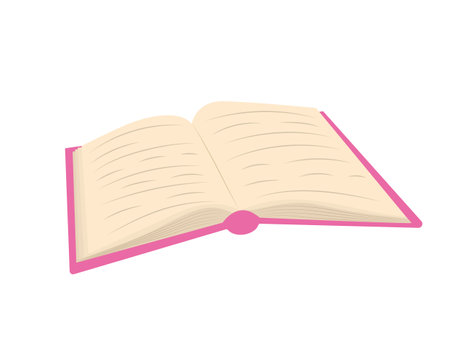 Opened book isolated on white background. School office supply, stationery. Modern flat style icon.のイラスト素材