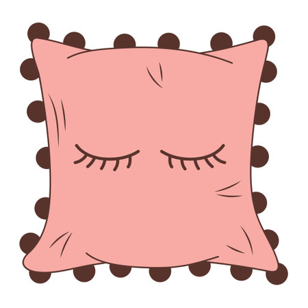 Cozy pillow with decorative pattern in doodle style.のイラスト素材