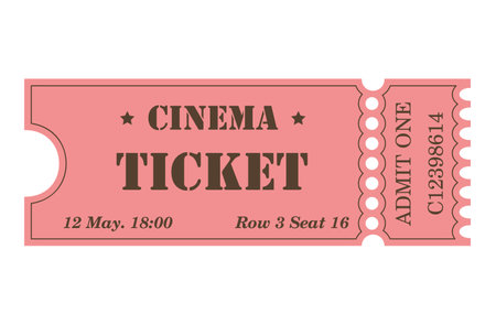 Classic retro ticket for cinema, circus, movie, theatre, cruise, concert and other events. Old vintage style in pastel colors.のイラスト素材