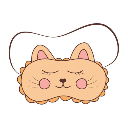 Cute sleeping mask in the shape of cat. Hand drawn illustration in doodle style.のイラスト素材