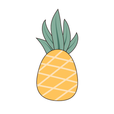 Groovy retro pineapple. Vintage hippie psychedelic fruit.のイラスト素材