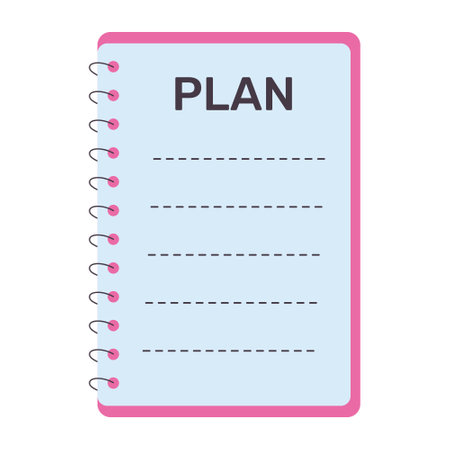 Notepad spiral. To do list. Template for planners, agenda, schedule, checklists, notebooks, cards and other stationery. Planning, office, business, organization of work concept.のイラスト素材