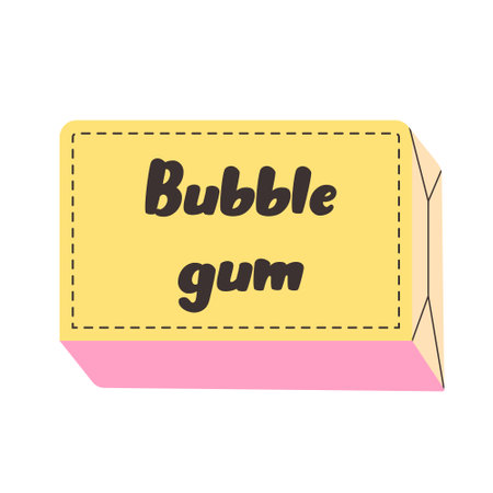 Cute bubble gum in package. Chewing Bubble Gum Pack. Vector flat cartoon illustration.のイラスト素材