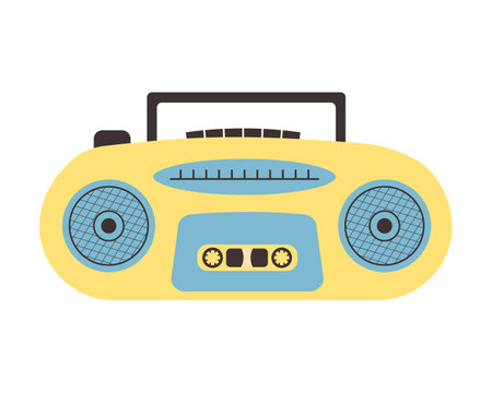 Retro Tape Recorder 80s 90s. Vintage Boombox. portable cassette player.のイラスト素材