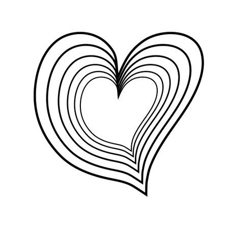 Black doodle heart. Scribble love sign icon. Template for t-shirt, card, invitation.のイラスト素材