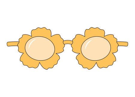 Flower shaped sunglasses. Groovy retro style. Vector illustration isolated on white background.のイラスト素材