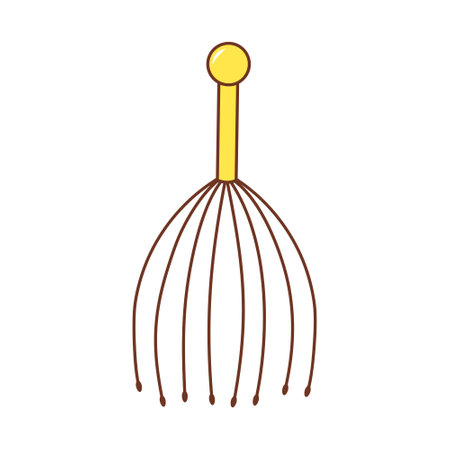 Massager for head. Scalp massager device. Health care, relax, spa, anti-stress concept. Color doodle icon.のイラスト素材