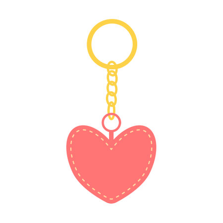 Keychain heart from 90s. Y2k heart key pendant. Cute key holder accessoryのイラスト素材