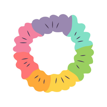 Hair rainbow scrunchie. Beauty and fashion icon from 90s.のイラスト素材