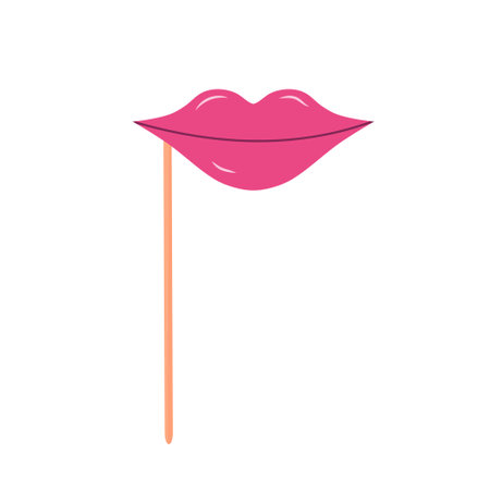 Carnival party mask. Lips on stick.のイラスト素材