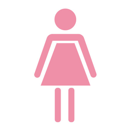 Female gender symbol. Bathroom Glyph Icon in pink color. Toilet girl flat icon.のイラスト素材