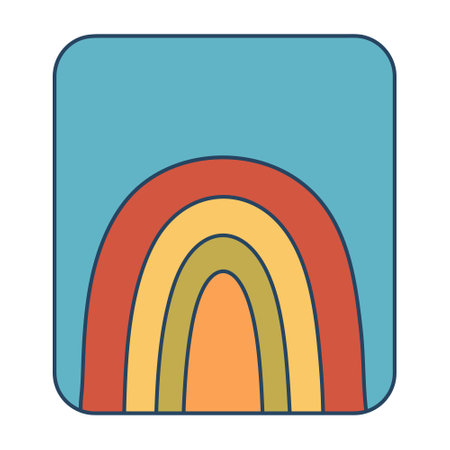 Retro groovy poster. Colorful rainbow in 60s, 70s style. Minimalistic old-fashioned art design.のイラスト素材