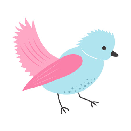 Cute little bird. Springtime concept. Vector illustration isolated on white background.のイラスト素材