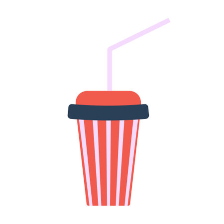 Soda paper cup with straw. Vector illustration isolated on white background.のイラスト素材
