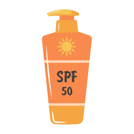 Sunscreen tube with dispenser. Sun safety icon. Vector illustration isolated on white background.のイラスト素材