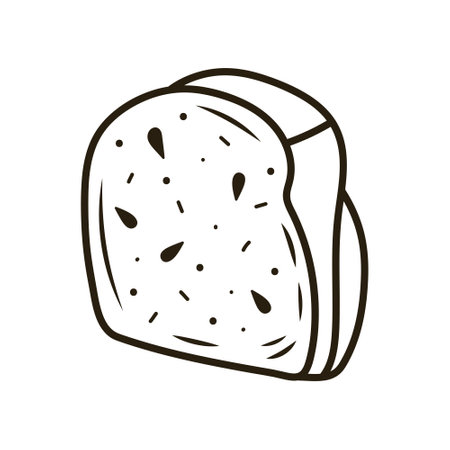 Doodle bread. Outline hand drawn icon for coffee and bakery cafe.のイラスト素材