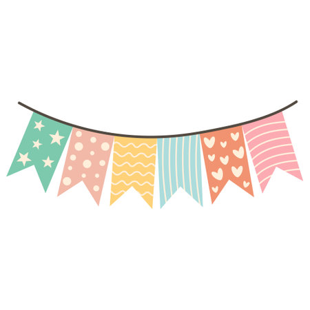 Cute flag garland isolated on white background.のイラスト素材