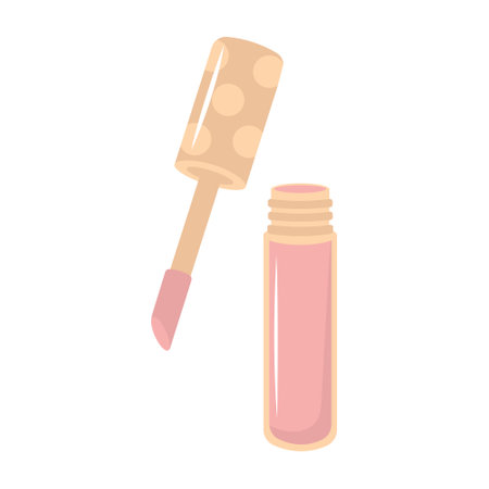 Lip gloss. Makeup cosmetic product. Cartoon flat illustration.のイラスト素材