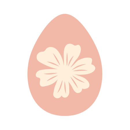 Easter egg with flower pattern isolated on white background.のイラスト素材