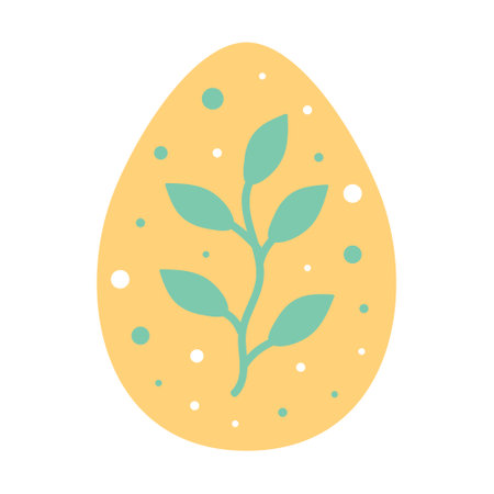 Easter egg with twig pattern isolated on white background.のイラスト素材
