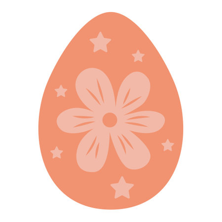 Easter egg with flower pattern isolated on white background.のイラスト素材
