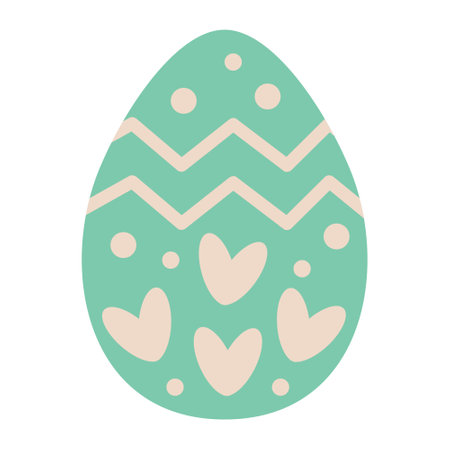 Easter egg with heart pattern isolated on white background.のイラスト素材