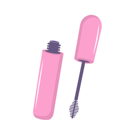 Mascara. Makeup cosmetic product. Cartoon flat illustrationのイラスト素材
