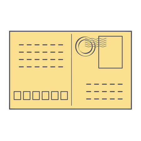 Postal envelope with postage stamp. An empty form template. Place for your text. Vector illustrationのイラスト素材