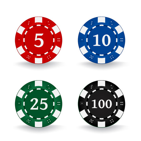 Poker Chips Set isolated on plain backgroundのイラスト素材