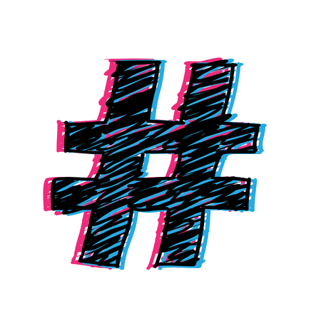 Hand Drawn 3D Hashtagのイラスト素材