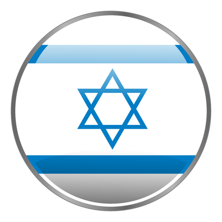 Round glossy isolated glow vector icon with national flag of Israel on white background.のイラスト素材