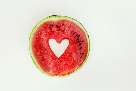 watermelon heart texture isolatedの写真素材