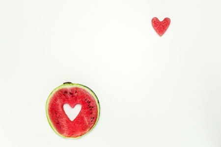 watermelon heart texture isolatedの写真素材