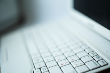 White laptop keyboard closeup