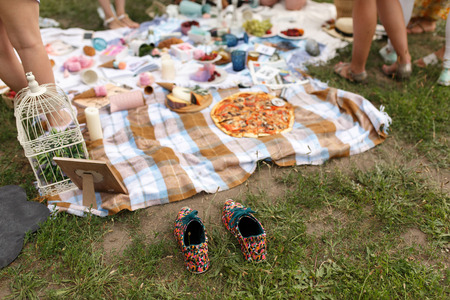 Summer sunny day picnic layの写真素材