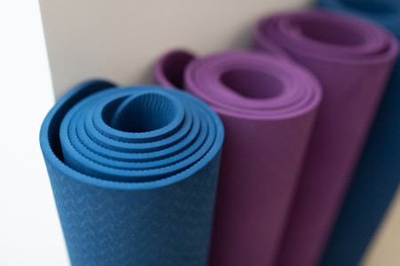 mat for yoga and fit exercises. Stretching and wellness lifestyle.の写真素材