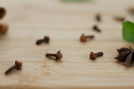 Ingredients for the preparation of a vitamin drink on a wooden platform.の写真素材