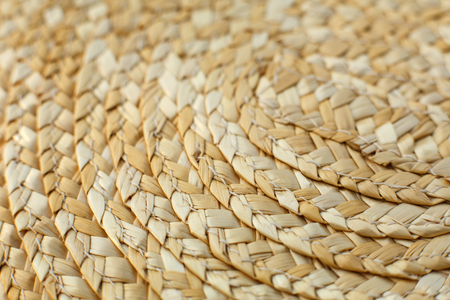 Closeup straw hat. Straw hat texture. vintage backgroundの写真素材