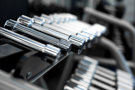 Rows of dumbbells in the gym. sport equipment.の写真素材