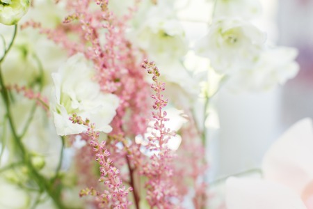 close up astilbe fresh flowers with blurred background. Event decoration with fresh flowers.の写真素材