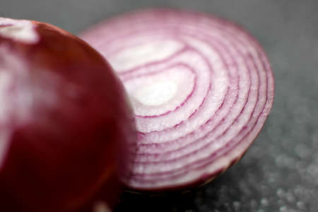 Close up shoot of cutted red onion.の写真素材