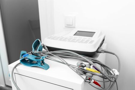 close-up of the sensor electrode ECG machine.の写真素材