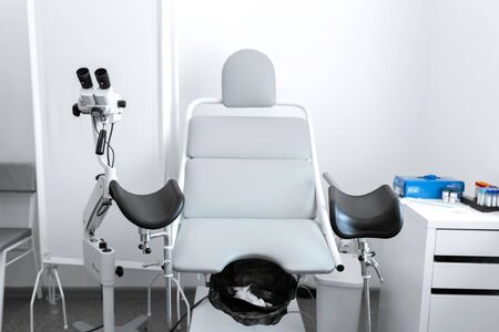gynecological chair in a light gynecologist's office.の写真素材