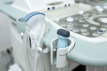 Medical equipment background, close up ultrasound deviceの写真素材