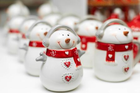 Set of mugs in the form of snowmen