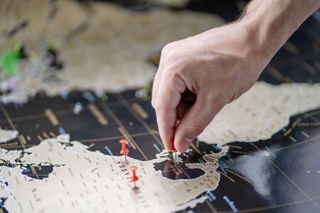 Point place on the world map. Mark on the map