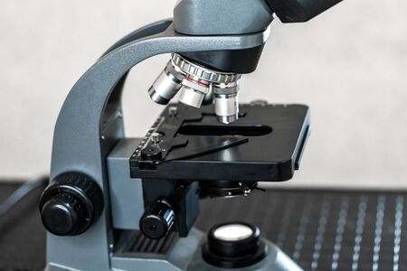 modern portable microscope in the laboratory.