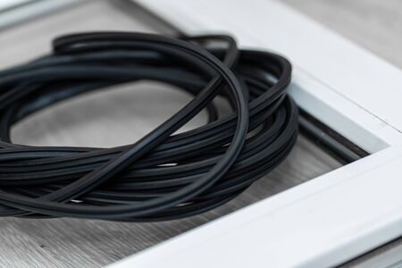 The hank of black rubber seal gasket for pvc windows.